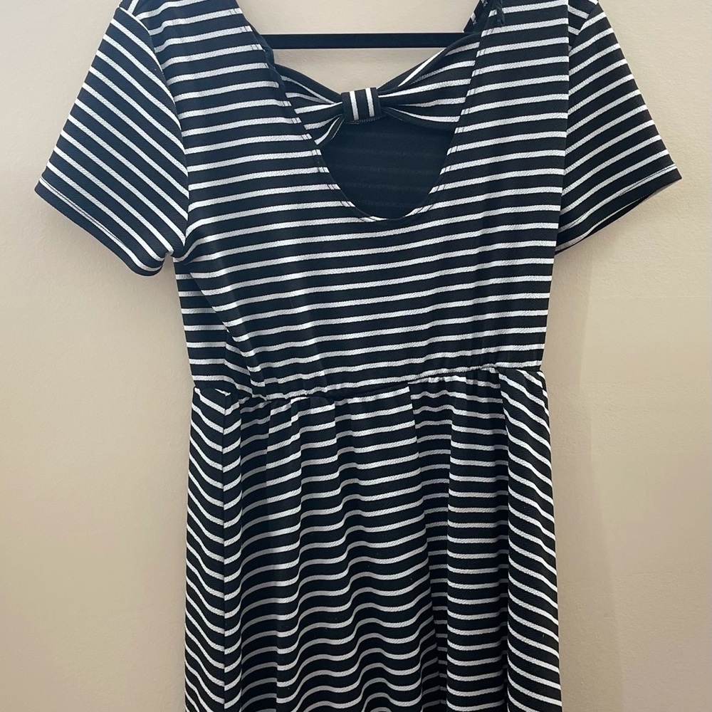 Black and white striped dress